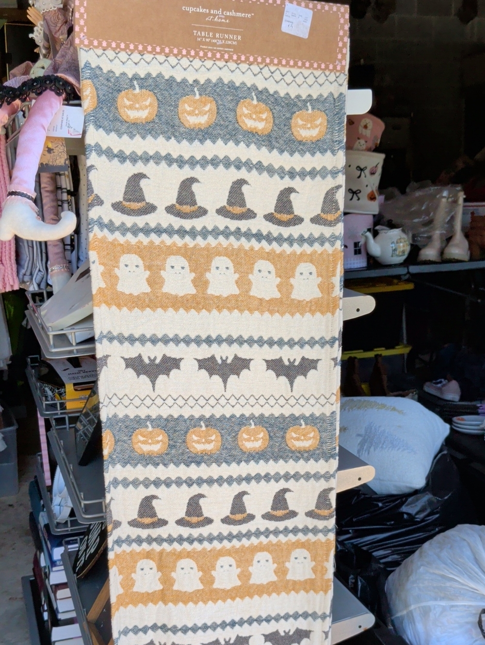 cupcakes & cashmere Cream and Orange Halloween Pumpkin Table Runner
